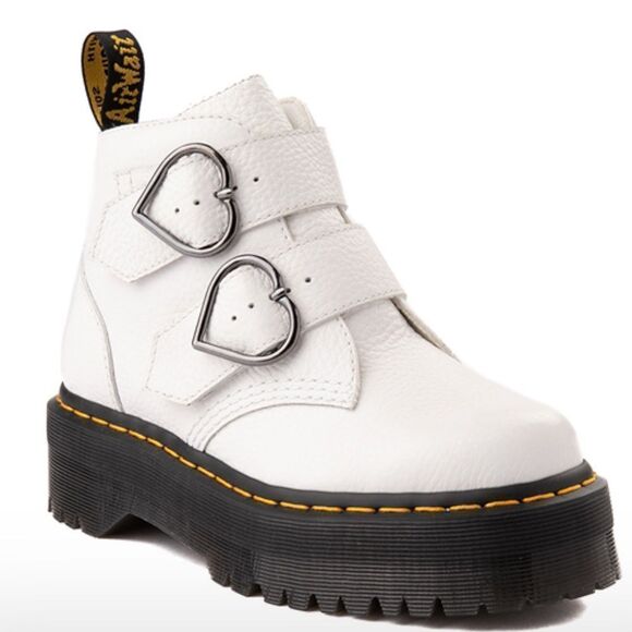 NWT DR MARTENS DEVON HEARTS QUAD BOOTS- WHITE SZ 9 - Picture 12 of 13